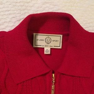 St. John Sport red zippered sweater